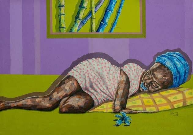 "Sleeping Beauty" by Mark Kassi, acrylic on canvas, 157.5 x 109.5 cm