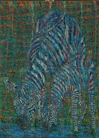 "Life in the Mist" by Olivier Kwitonda, acrylic on canvas, 120 x 90 cm