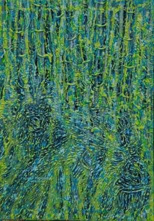 "Life in the Mist" by Olivier Kwitonda, acrylic on canvas, 70 x 50 cm