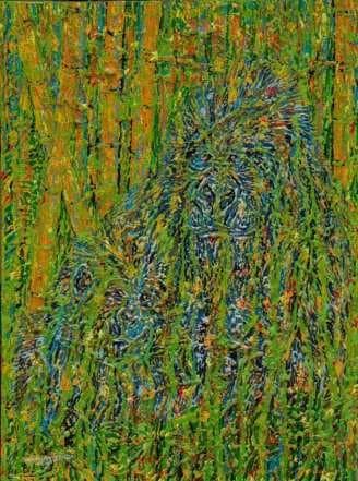 "Life in the Mist" by Olivier Kwitonda, acrylic on canvas, 60 x 80 cm