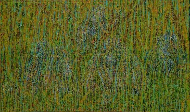 "Life in the Mist" by Olivier Kwitonda, acrylic on canvas, 120 x 180 cm