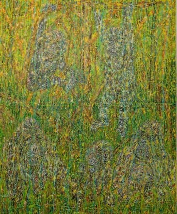 "Life in the Mist" by Olivier Kwitonda, acrylic on canvas, 140 x 170 cm