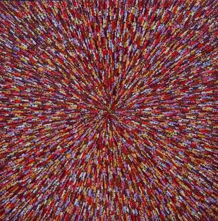 "Back to Homeland" by Pacifique Niyonsenga, acrylic on canvas, 100 x 100 cm