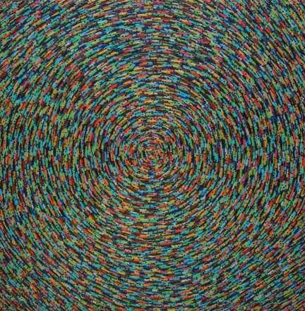 "Life" by Pacifique Niyonsenga, acrylic on canvas, 120 x 120 cm