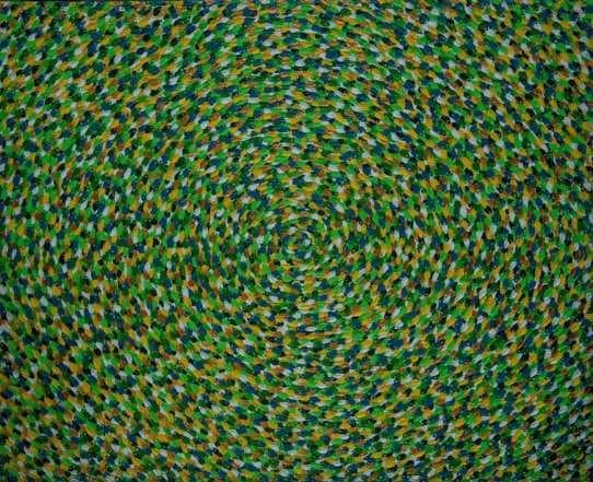 "Production" by Pacifique Niyonsenga, acrylic on canvas, 170 x 137 cm