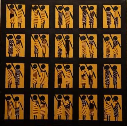 "Unity" by Pacifique Niyonsenga, acrylic on canvas, 50 x 50 cm