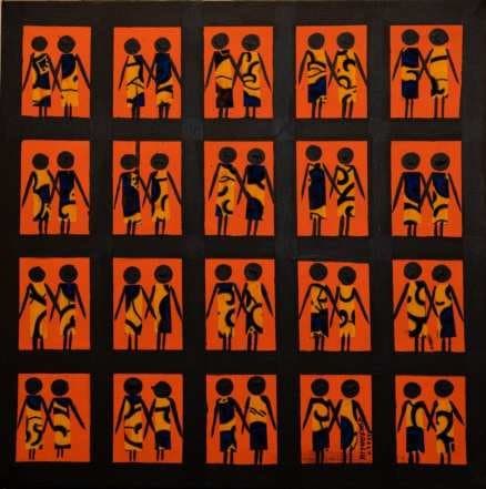 "Unity" by Pacifique Niyonsenga, acrylic on canvas, 50 x 50 cm