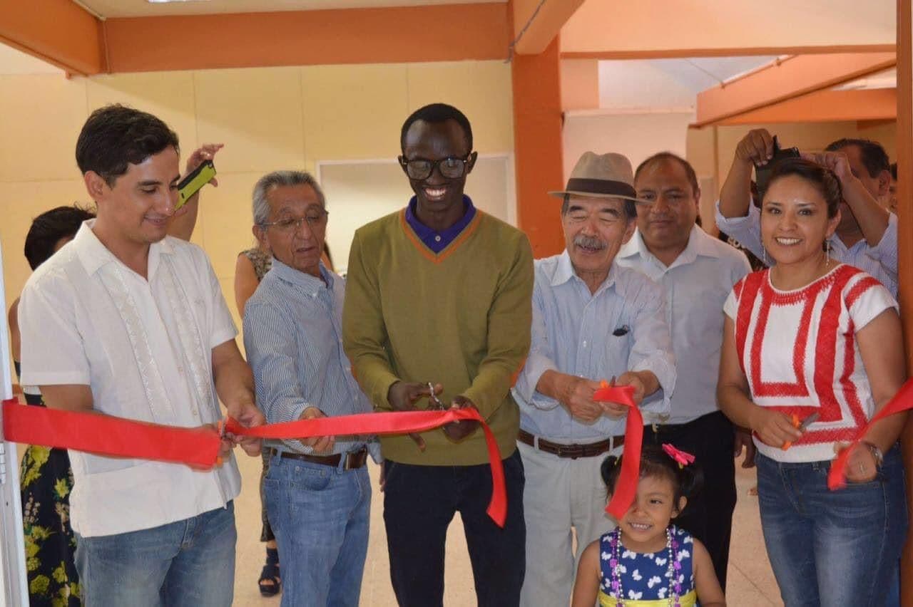 Guests and the Irembo team at the community center opening